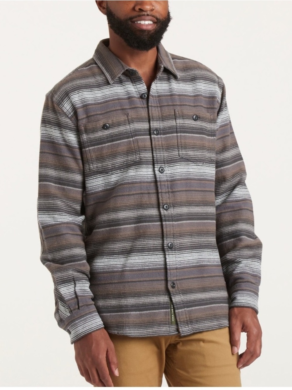 Howler Brothers Rodanthe Blanket Flannel Shirt in Skyline Stripe Sangria Medium